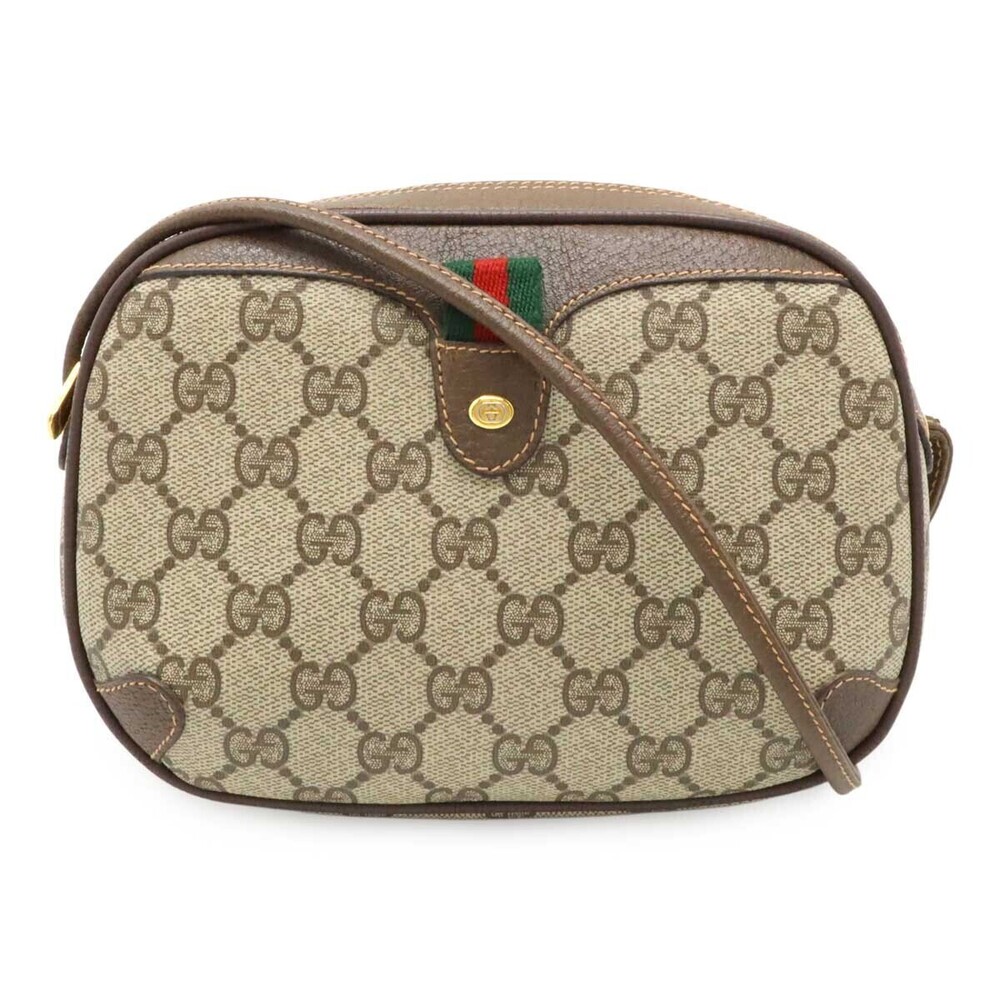 Gucci Sherry Pochette Crossbody Bag Leather Beige Cream Brown